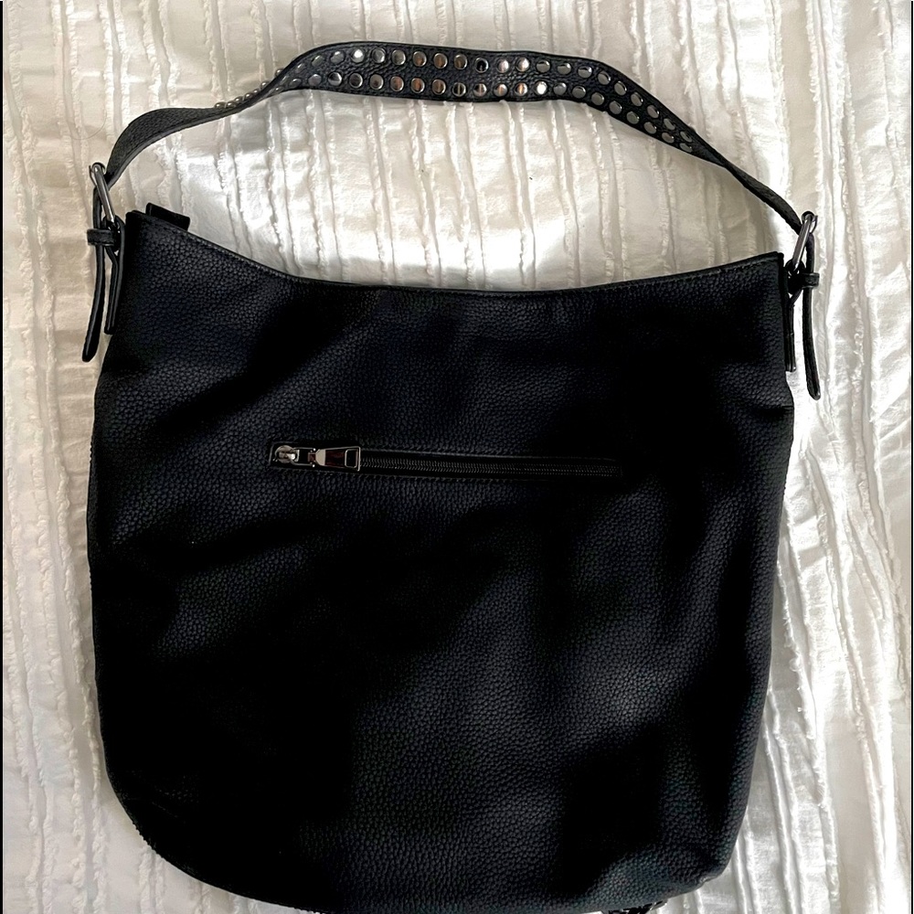 STUNNING Black Rivet leather bag!